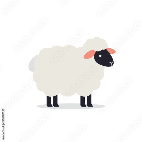 Cute cartoon sheep standing against a white background  