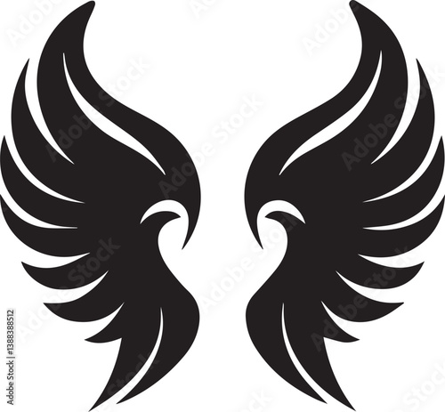 Black Silhouette Angel Wings Graphic