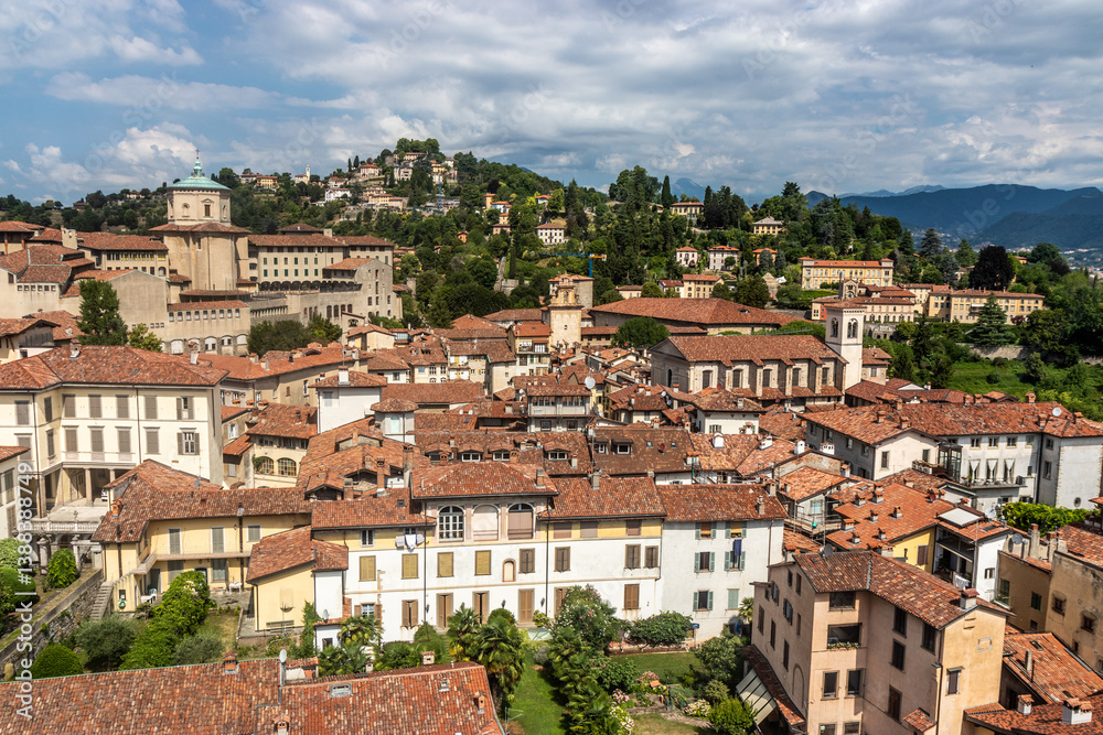 Obraz premium Skyline of the Upper Town of Bergamo, Italy