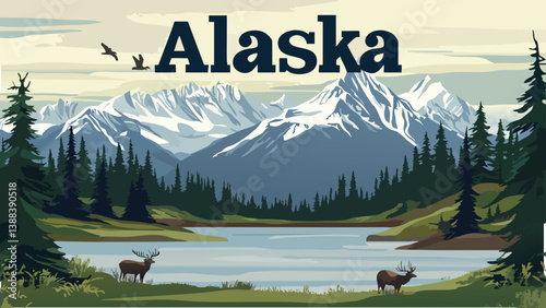 Alaska Denali Mountains and Forests.eps
