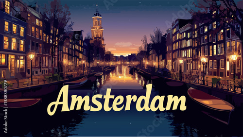 Amsterdam Canals at Twilight.eps