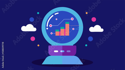 Predictive Insights A visual of a crystal ball or futuristic screen showing potential customer behavior predictions based on past data trends analyzed by AI.