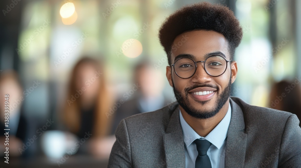 Successful entrepreneur with beard and glasses sharing valuable business advice to young professionals in a modern setting Successful entrepreneur with beard and glasses sharing valuable business advice to young professionals in a modern setting