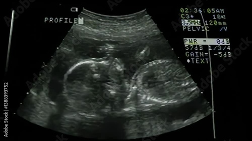 Baby sucking thumb on ultrasound in the womb 