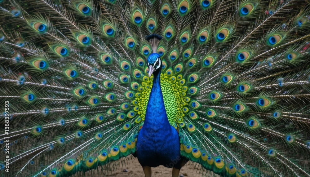 Obraz premium A peacock displaying its vibrant feathers