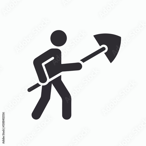 vector illustration of a person carrying a hoe