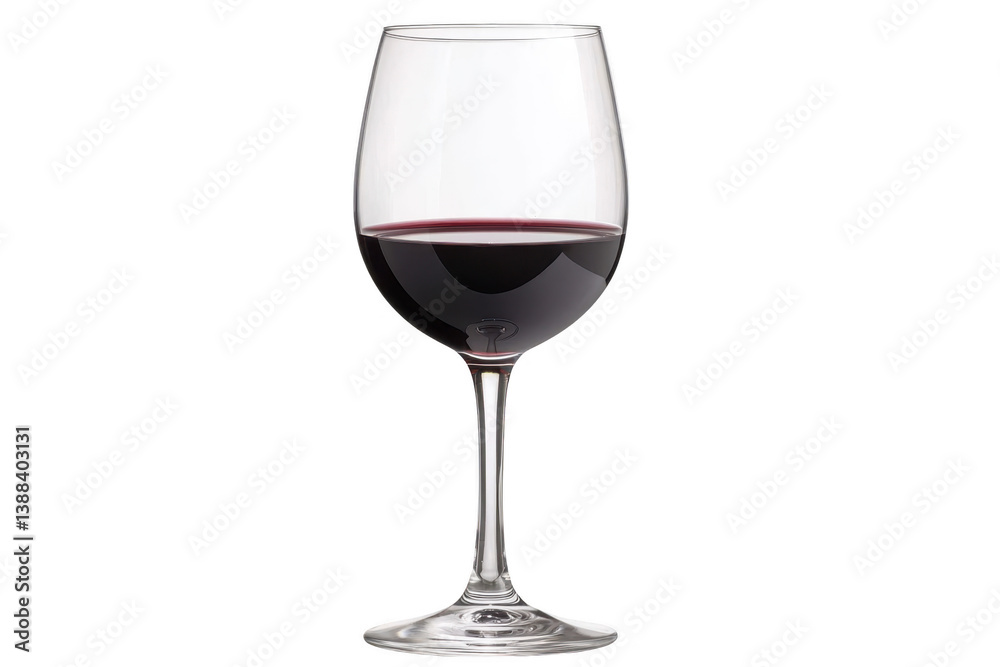 A tall, elegant wine glass filled with rich red wine, showcasing its deep color and clarity. glass stands on slender stem, highlighting sophistication of drink A tall, elegant wine glass filled with rich red wine, showcasing its deep color and clarity. glass stands on slender stem, highlighting sophistication of drink