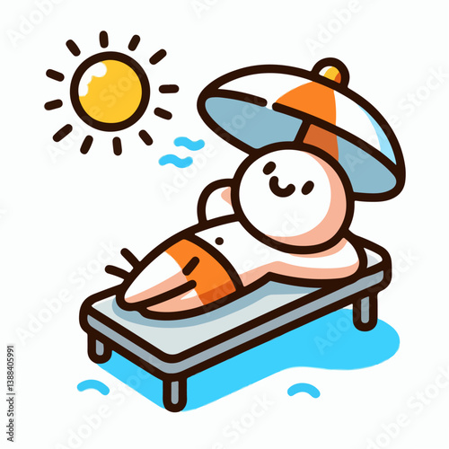 cartoon vector illustration of a person sunbathing in summer