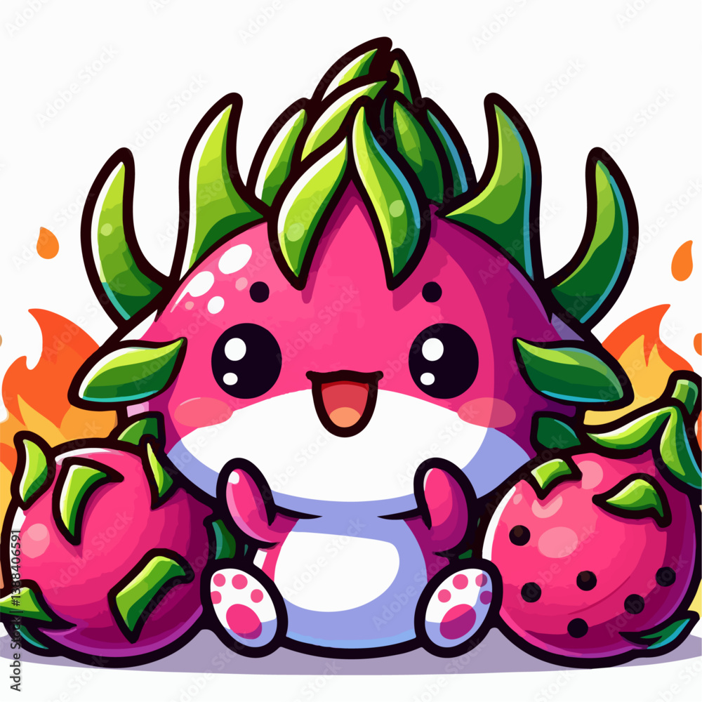 cute cartoon vector illustration of dragon fruit cute cartoon vector illustration of dragon fruit