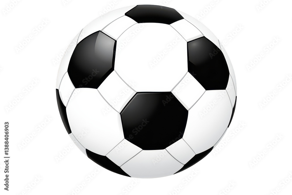 Fototapeta premium A classic black and white soccer ball with pentagonal and hexagonal patterns, isolated on transparency background, symbolizing sports and recreation