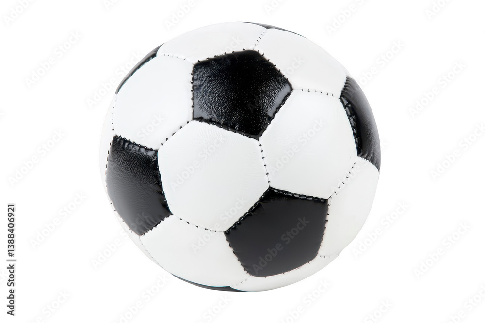 A classic black and white soccer ball with pentagon and hexagon patterns, isolated on transparency background, perfect for sports and recreation themes A classic black and white soccer ball with pentagon and hexagon patterns, isolated on transparency background, perfect for sports and recreation themes