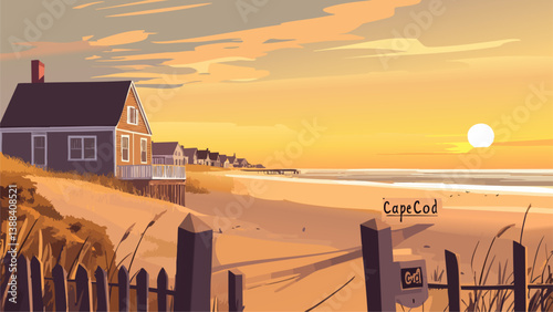 Cape Cod in Golden Light at Sunset
