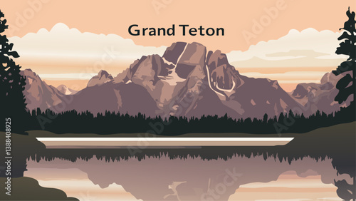 Grand Teton in Digital Illustration