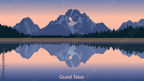 Grand Teton National Park with Serene Lakes and Sharp Peaks in Digital Art