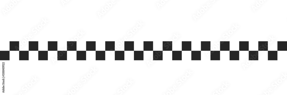 Black checkered line pattern as a seamless repeating banner for racing stripes in vector
