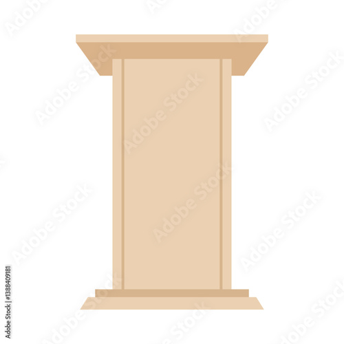 Classic wooden podium, lectern or rostrum icon from the front for public speaking in vector
