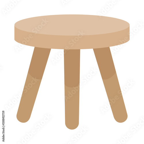 Simple wooden three legged stool in vector