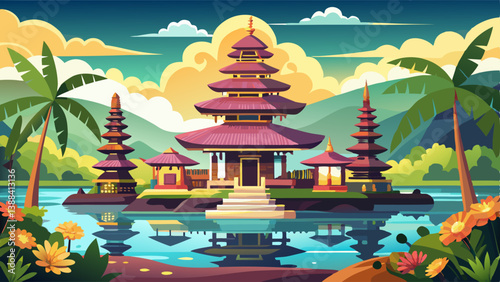 pura ulun danu bratan temple in Bali, indonesia.