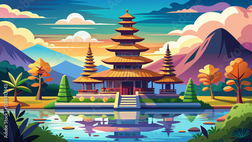 pura ulun danu bratan temple in Bali, indonesia.