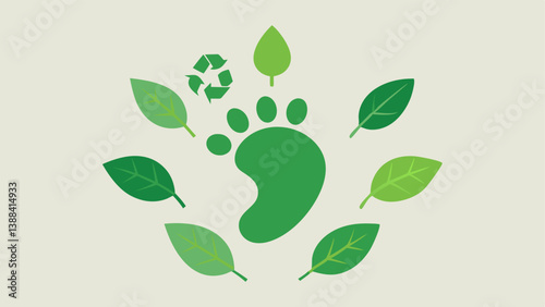 Wallpaper Mural Fashion Footprint A footprint made of leaves and fabric scraps representing the reduced environmental impact of sustainable fashion. Symbols like recycling arrows and plant icons Torontodigital.ca