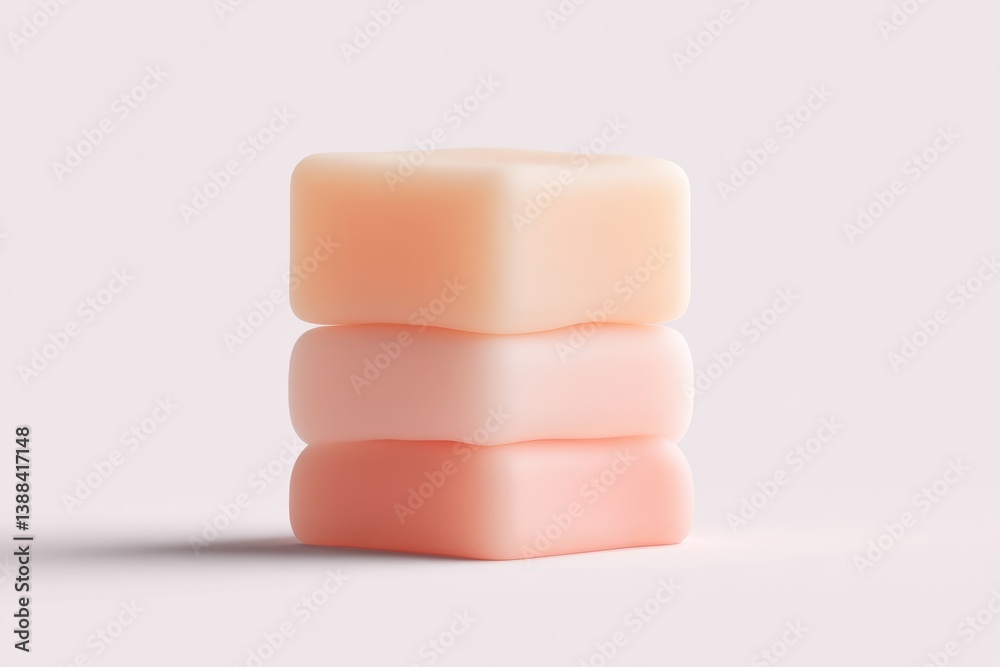 Stacked pastel colored blocks. Soft, smooth, and rounded forms in light peach and salmon shades Stacked pastel colored blocks. Soft, smooth, and rounded forms in light peach and salmon shades