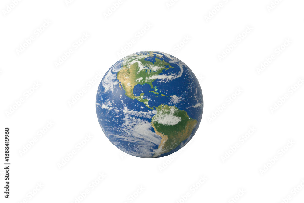A view of Earth from space shows continents of North and South America surrounded by vast oceans and swirling clouds. vibrant blue of water contrasts with green and brown landmasses A view of Earth from space shows continents of North and South America surrounded by vast oceans and swirling clouds. vibrant blue of water contrasts with green and brown landmasses