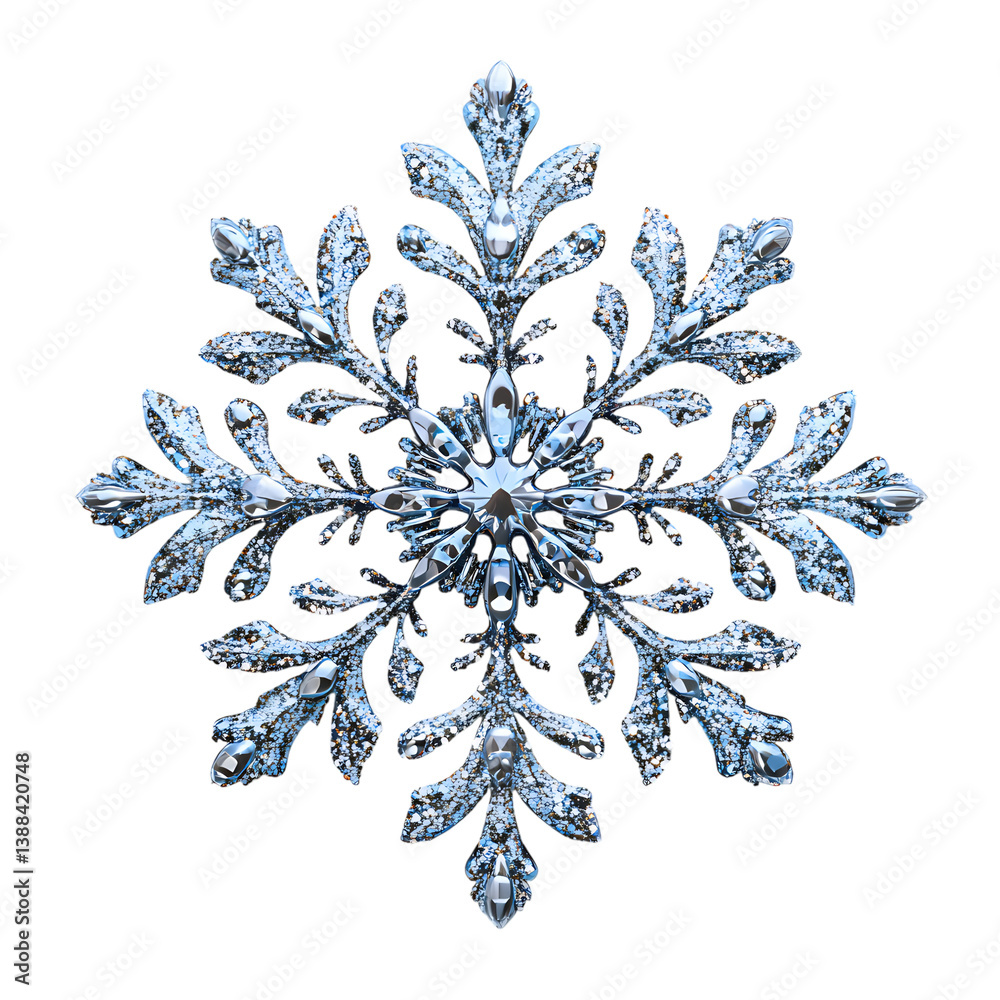 Fluffy 3D Cartoon Snowflake with Soft Sparkling Edge Isolated on Transparent Background Fluffy 3D Cartoon Snowflake with Soft Sparkling Edge Isolated on Transparent Background