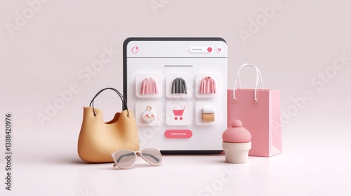 Art Shopify Soft Perspective Cart Product Pink Grid