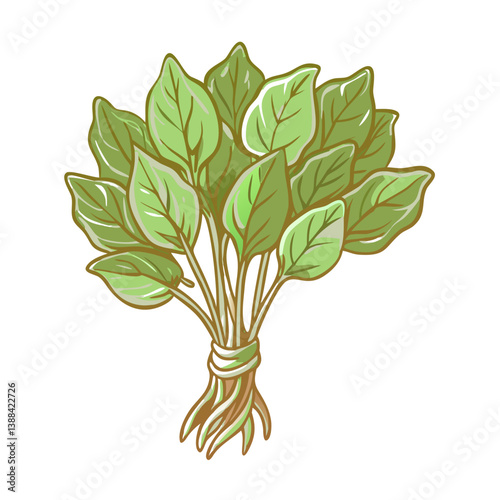 Fresh spinach icon with vibrant leaves, healthy food concept