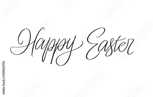 Happy Easter Calligraphy Font. Handwritten Lettering Style. Minimalist Typography Poster. Holiday Greeting Card. Modern Graphic Design Template. Seasonal Celebration Vector Illustration
