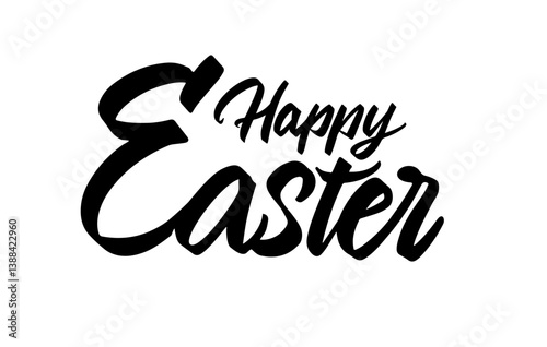 Happy Easter Typography Composition. Bold Calligraphy Lettering. Greeting Poster Design. Hand Drawn Text Layout. Vintage Holiday Banner. Spring Celebration Graphic. Vector Illustration