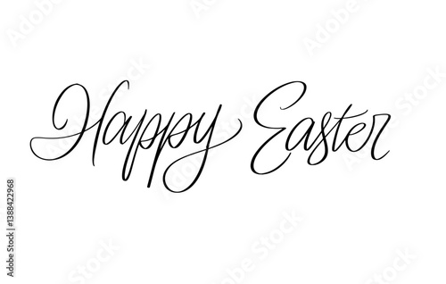 Happy Easter Calligraphy Font. Handwritten Lettering Style. Minimalist Typography Poster. Holiday Greeting Card. Modern Graphic Design Template. Seasonal Celebration Vector Illustration