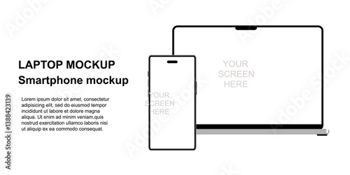 Laptop smartphone muckup 