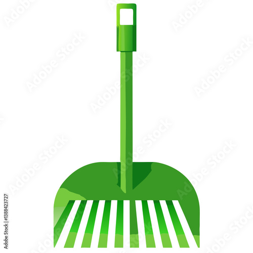 Green Garden Rake Icon Minimalist Design on White Background  