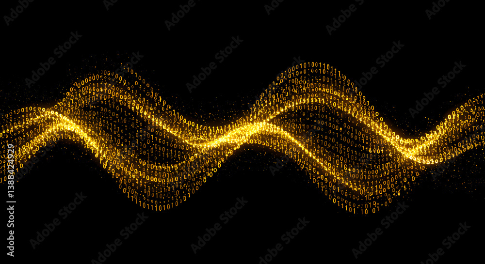 Obraz premium Abstract Gold Particles Waves Design