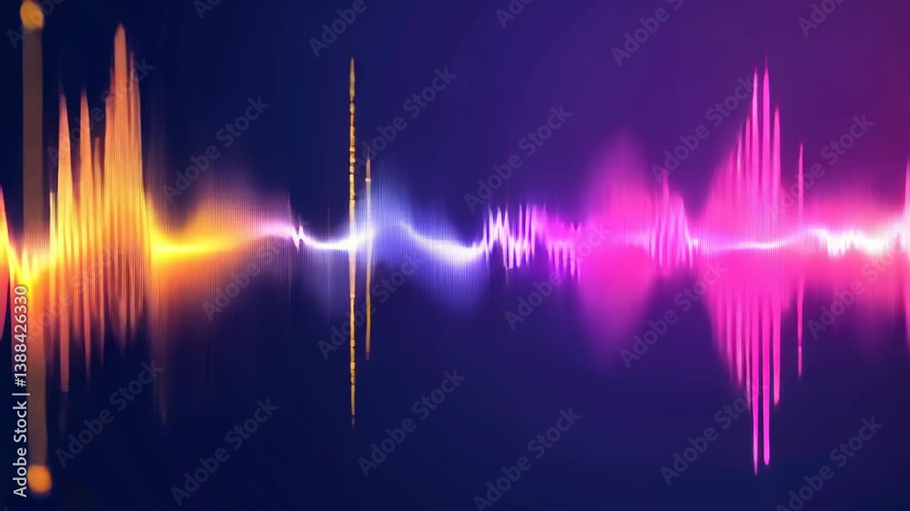 Dynamic representation of sound waves creates a music equalizer effect with colorful frequencies on a dark background, Ai Generated.