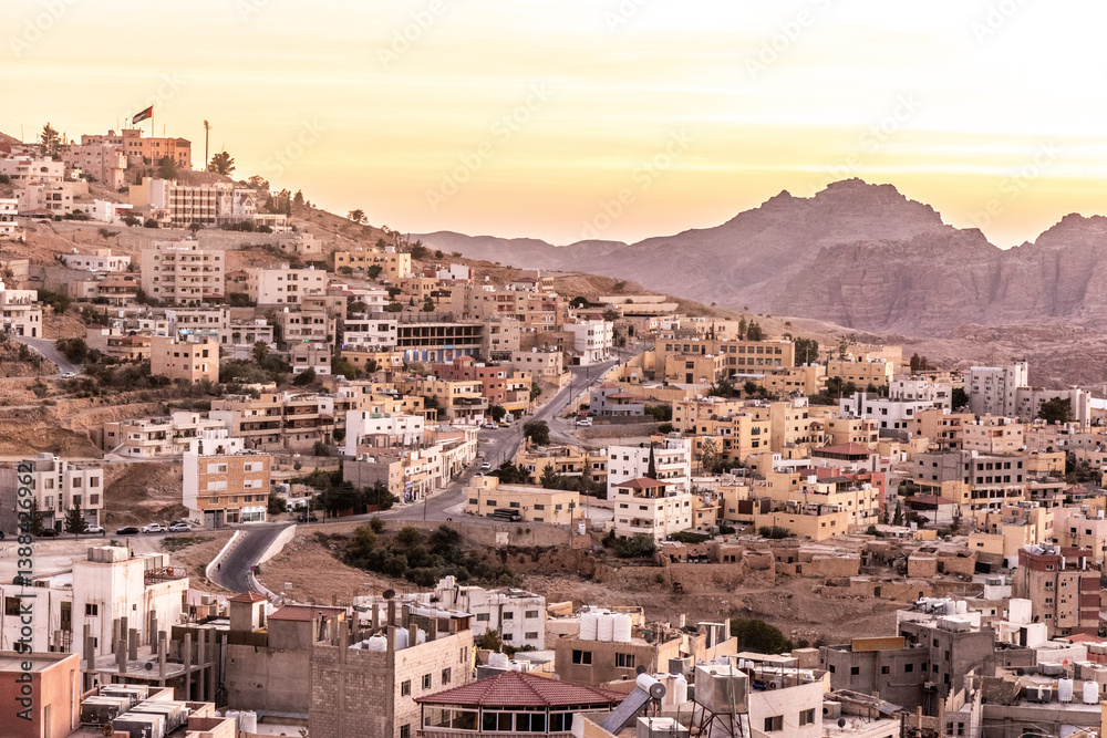 Sunset in Wadi Musa town, Jordan