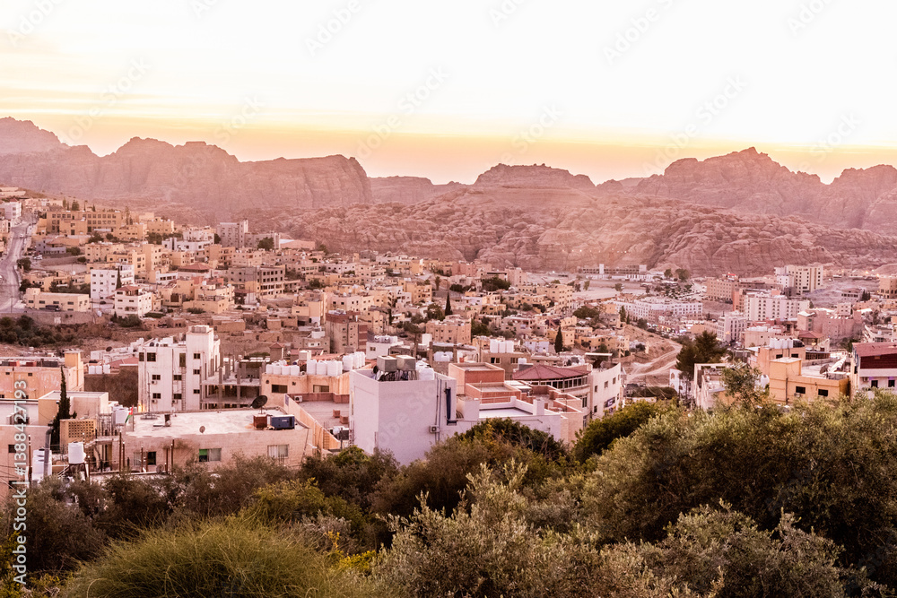 Sunset in Wadi Musa town, Jordan Sunset in Wadi Musa town, Jordan