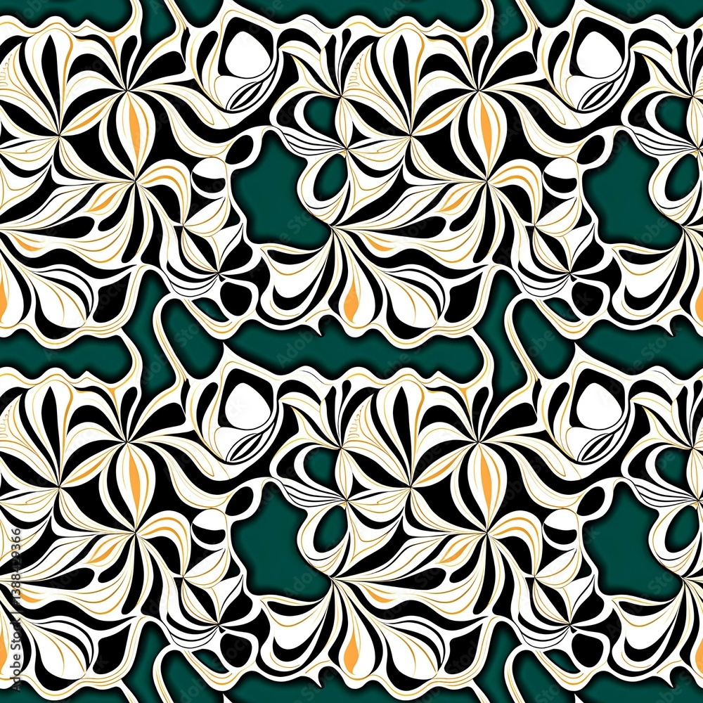 A black and white pattern on a green background. A black and white pattern on a green background.