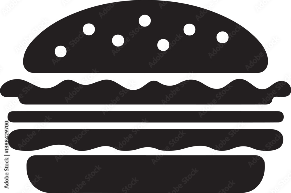 Burger Silhouette Logo for Use in Digital and Print Media Burger Silhouette Logo for Use in Digital and Print Media