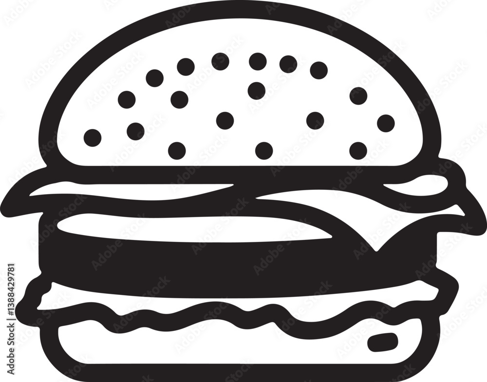 Line Art Modern Vector Burger Silhouette Logo for Marketing Use Line Art Modern Vector Burger Silhouette Logo for Marketing Use