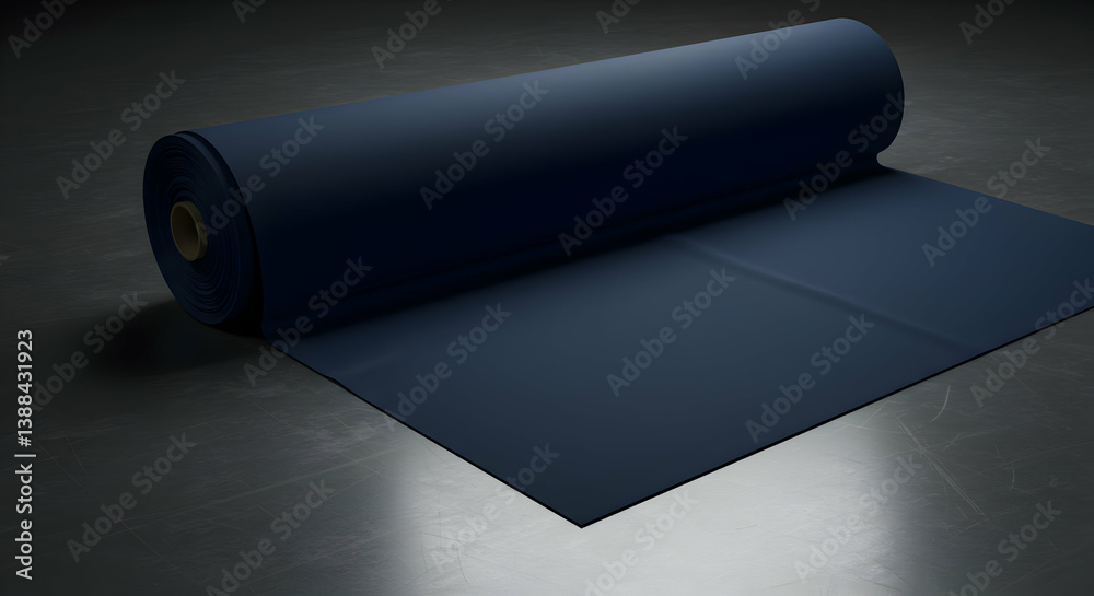 Dark Blue Fabric Roll On Dark Surface Dark Blue Fabric Roll On Dark Surface