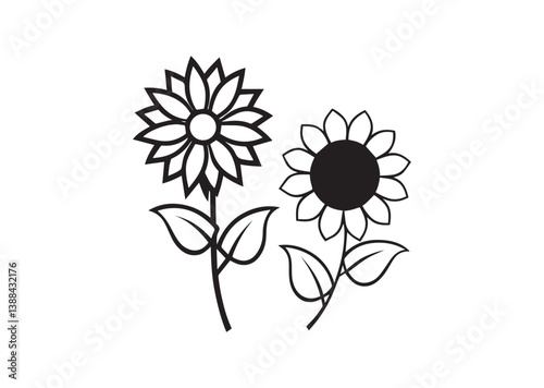 Sunflower silhouette, Sunflower symbol, flower silhouette vector