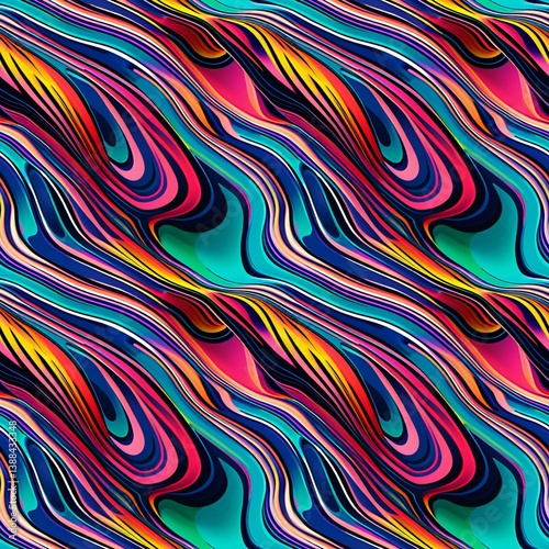 A colorful abstract background with wavy lines.
