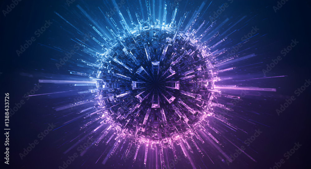Fototapeta premium Abstract Glowing Geometric Sphere