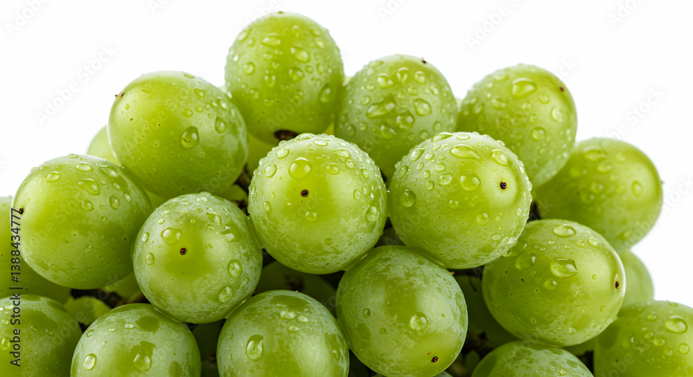 Close Up Of Fresh Green Grapes With Water Droplets Close Up Of Fresh Green Grapes With Water Droplets