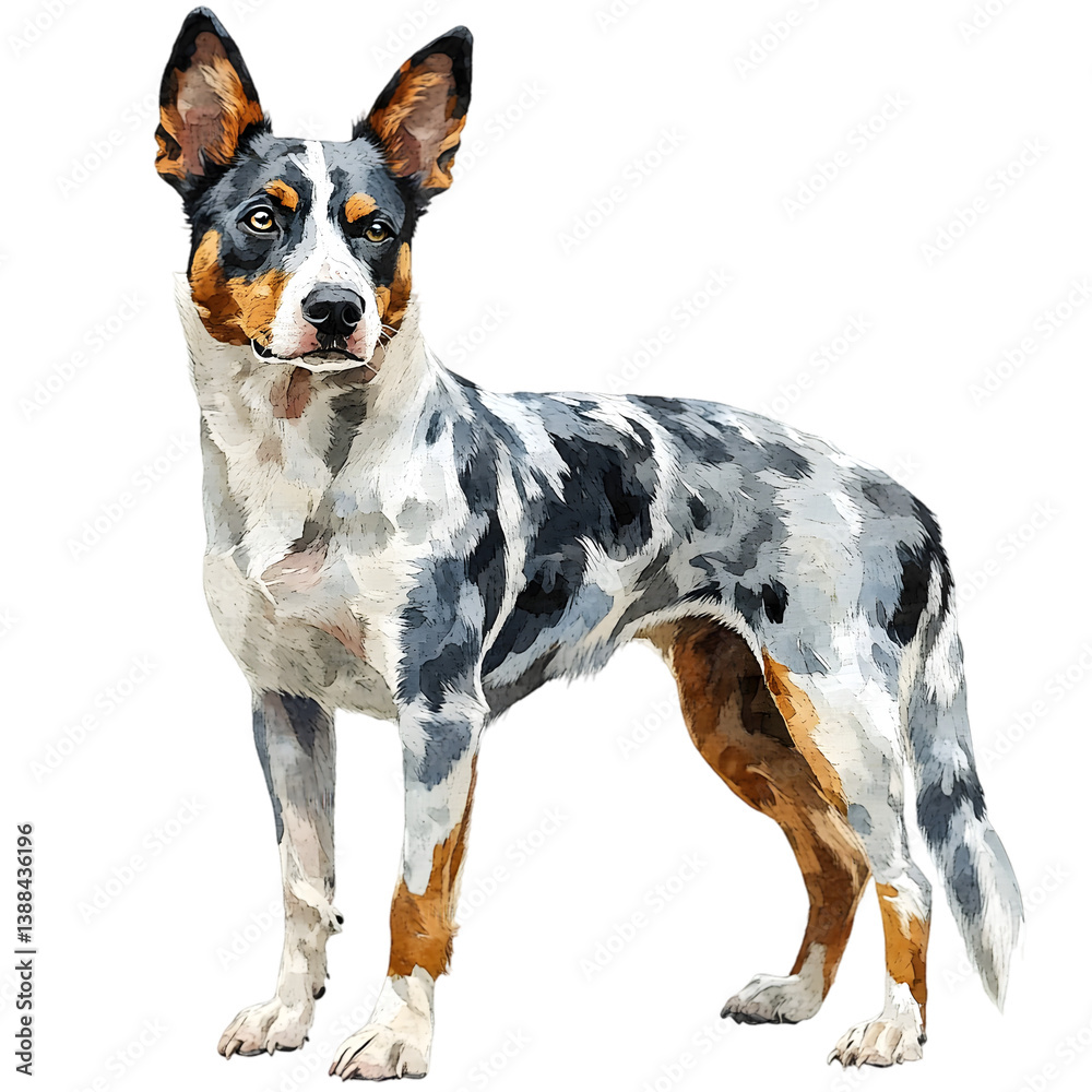 Australian Stumpy Tail Cattle Dog isolated on transparent background, showcasing its energetic nature, compact build, and distinctive stumpy tail Australian Stumpy Tail Cattle Dog isolated on transparent background, showcasing its energetic nature, compact build, and distinctive stumpy tail