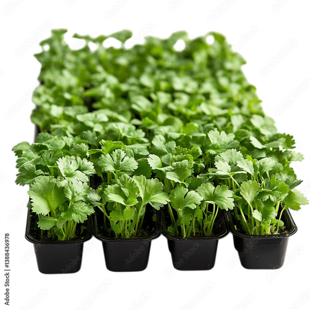 A Vibrant Patch of Cilantro with Delicate Green Leaves Isolated on Transparent Background A Vibrant Patch of Cilantro with Delicate Green Leaves Isolated on Transparent Background