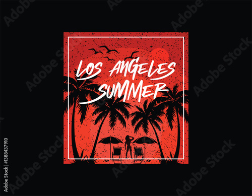 los angeles beach t shirt design, summer t shirt design, vacation t shirt design, summer beach vector illustration	
