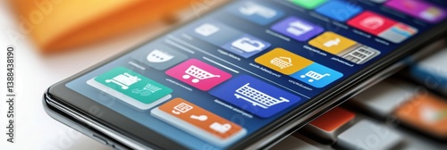 Smartphone displaying price comparison tool for e-commerce platforms with colorful icons and user-friendly interface